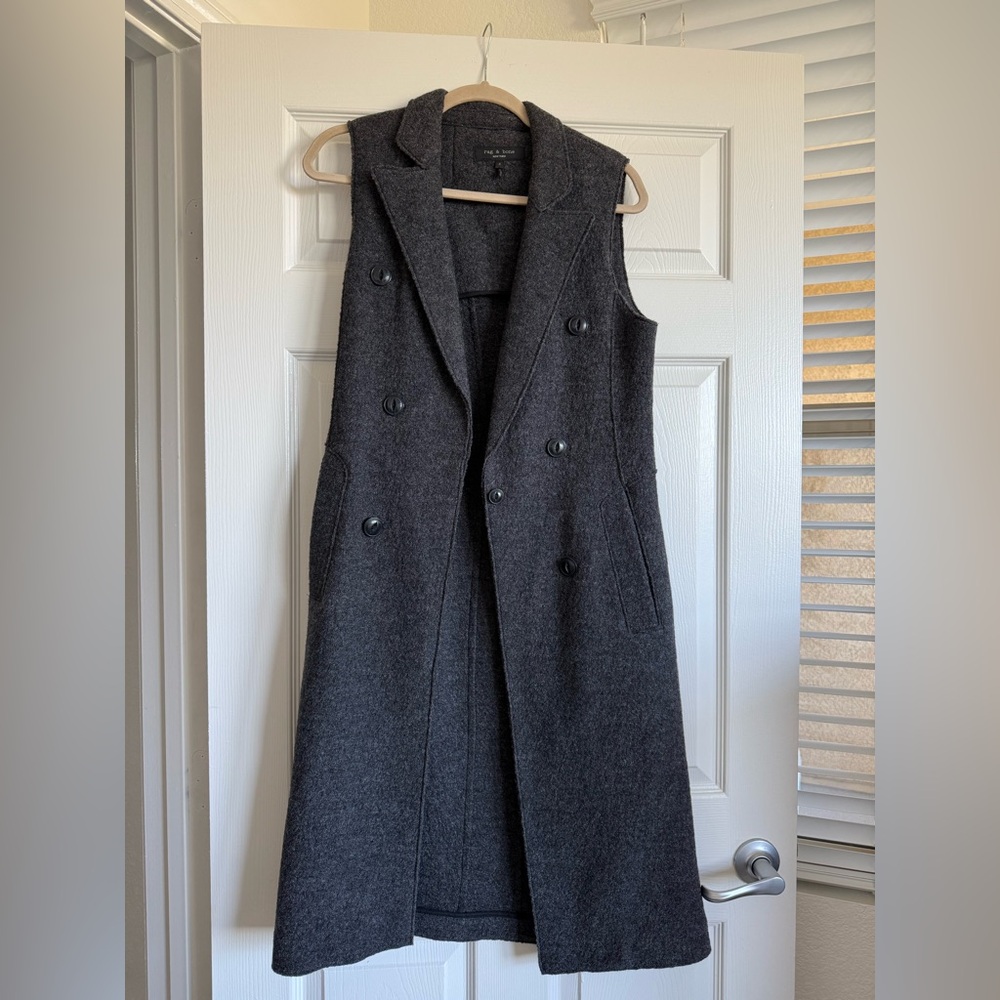 Rag & Bone Charcoal Sleeveless Wool Vest